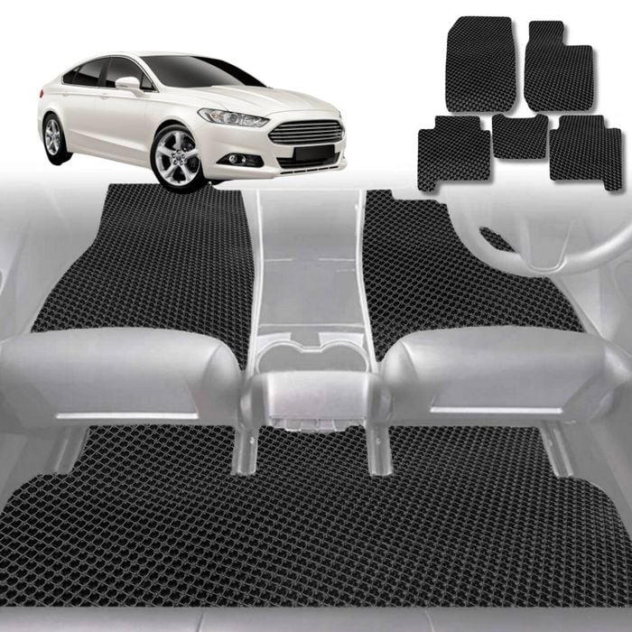 6D Diamond Car Floor Mats for Ford Mondeo 2015-2019 Sedan-Full Set-Black-Outback GT