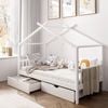 Oikiture Kids House Beds with Drawer Storage(White)