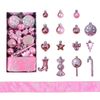 Catzon 30 Pcs Christmas Ball Including Candy Cane Bow Star Hanging Ornaments for Xmas-Pink