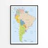 South America Highly Detailed  Print 100% Australian Made 60x90cm  (Poster)