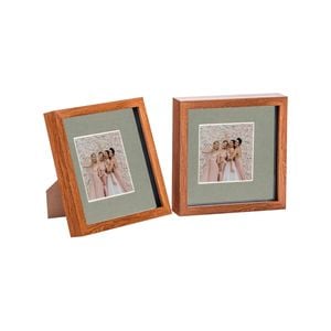 Nicola Spring Acrylic 3D Box Photo Frames with 4" x 4" Mounts - 8" x 8"  - Dark Wood - Pack of 2