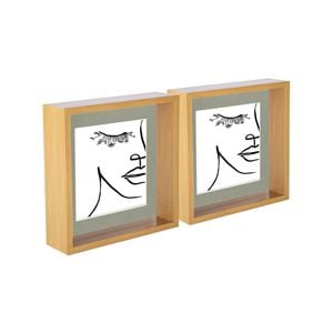 Nicola Spring 3D Deep Box Photo Frames - 8 x 8" with 6 x 6" Mount - Light Wood - Pack of 2