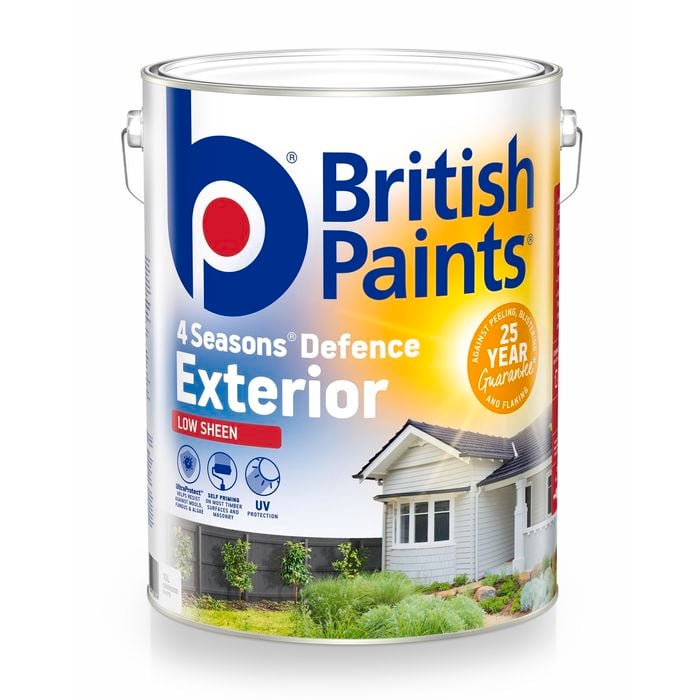 British Paints 4 Seasons Low Sheen White Exterior Paint - 10L