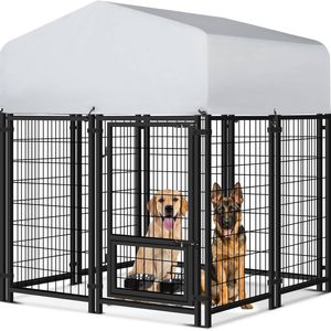 Advwin Dog Kennel Large House Pet Run Cage Puppy Outdoor Enclosure With Roof