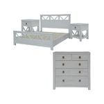 Myer 4pc King Bed Suite Bedside Tallboy Bedroom Furniture Package White Wash