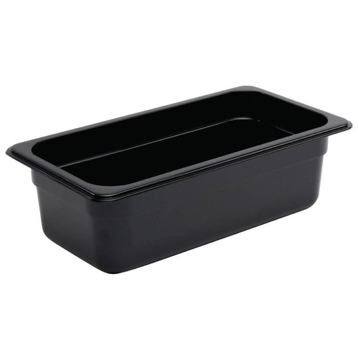 Vogue Gastronorm Pan Polycarbonate Gn 1/3 100mm Deep Black Food Container Storage