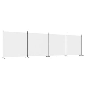 vidaXL 4-Panel Room Divider White Fabric Privacy Screen Room Separator Folding