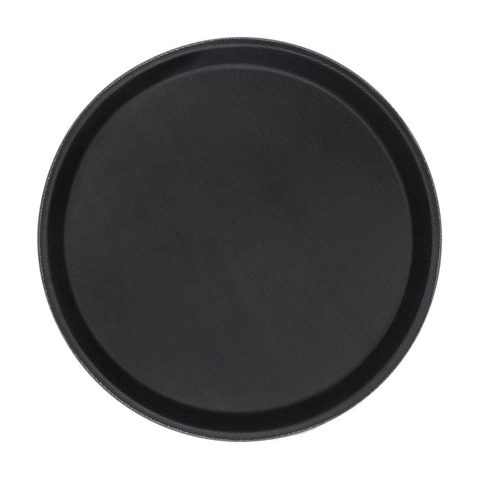 Argon Tableware Round Serving Tray - 27.5cm Reusable Non Slip Stackable Rubberized Surface Platter Food Drinks Tray