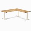 Desky Hardwood L-Shape Sit Stand Desk Wheat Frame 180x175cm - Acacia