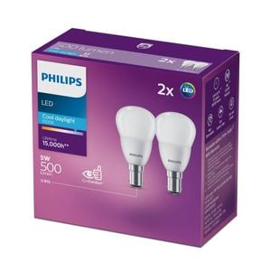 Philips B35 B15 LED 500Lm Cool Daylight 5W Fancy Round - 2 Pack