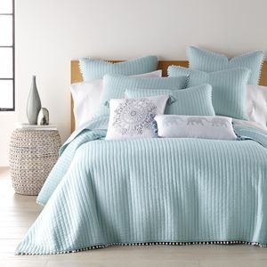 Clavo Pom Pom Coverlet Set Queen, Front/Back: 100% cotton, Prewashed. Filling 250GSM Cotton