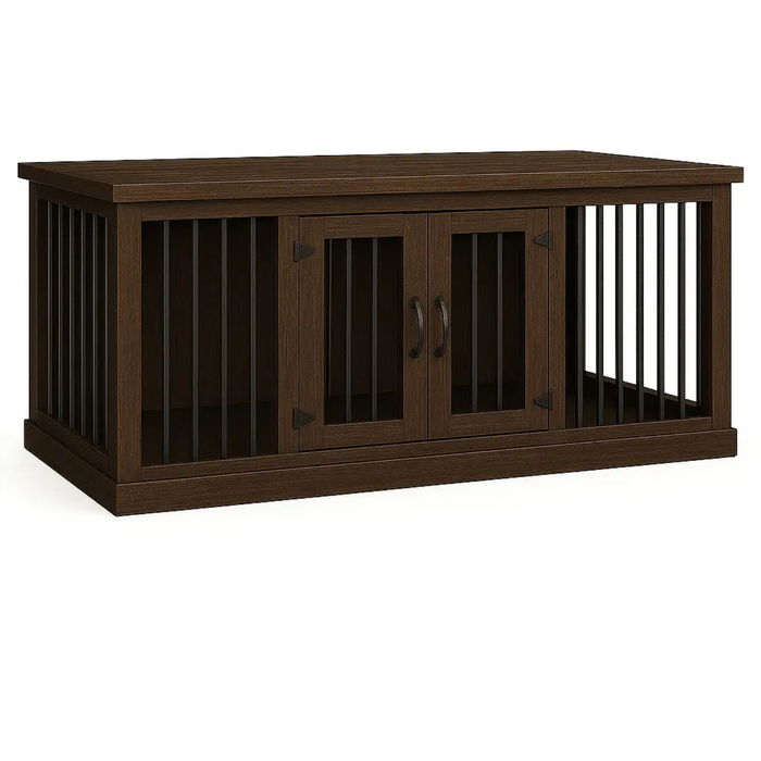 Paws and Willow Open Plan Espresso with Espresso Top  Wooden Dog Crate Hinged Door with Bars