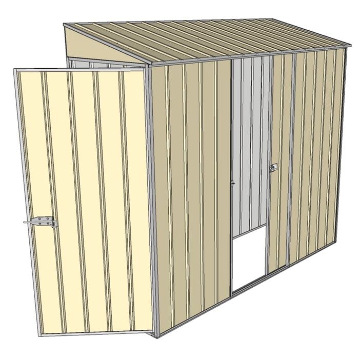 Build-a-Shed 0.8 x 2.3 x 2m Hinged Door Tunnel Shed With Single Sliding Side Door - Cream