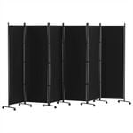 Artiss 6 Panel Room Divider Screen 323cm Wheel Fabric Black