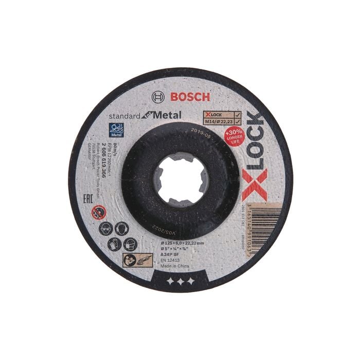 Bosch 125 x 6.0 x 22.23mm X-Lock Standard Metal Grinding Disc 2608619366