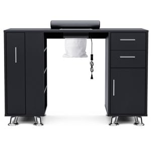 Advwin Manicure Table Nail Tech Desk Dressing Table Dust Collector Drawers Cabinet Storage Black