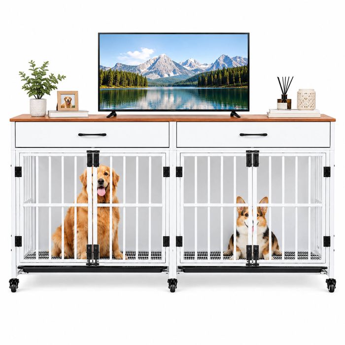 Advwin 2PCS Dog Crate Furniture Heavy Duty Dog Cage Sturdy Dog Kennel TV Stand