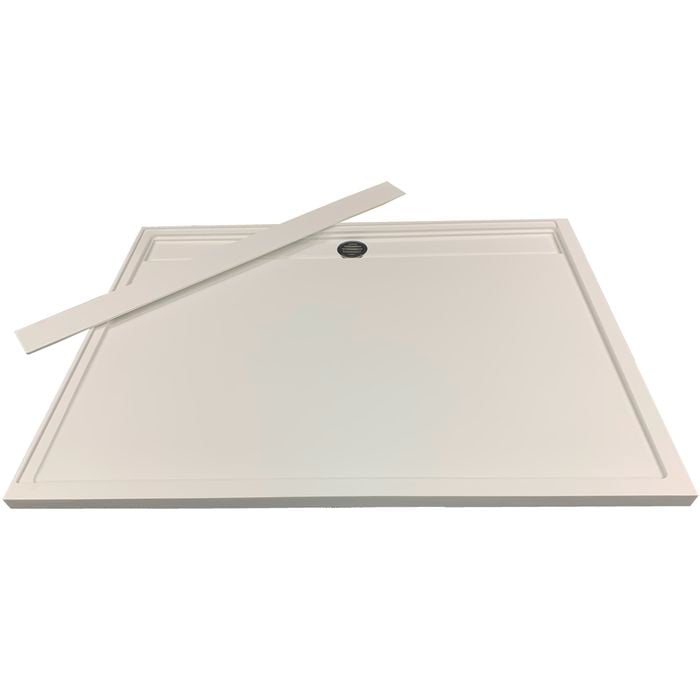 Wet Area Solutions 1200 x 900mm White Solid Surface Shower Base With Rear Channel