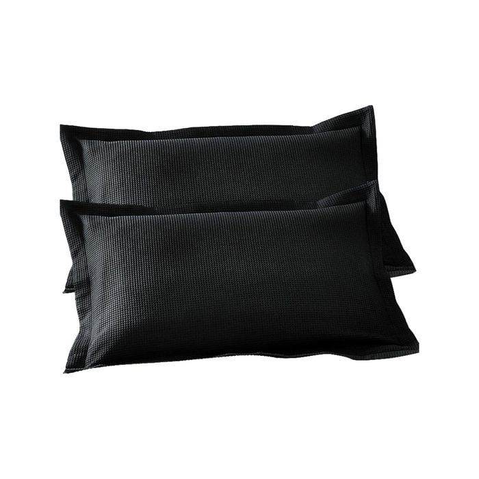 CottonMore 2pcs of 100% Cotton Black Waffle Pillowcases 48x73cm+5cm