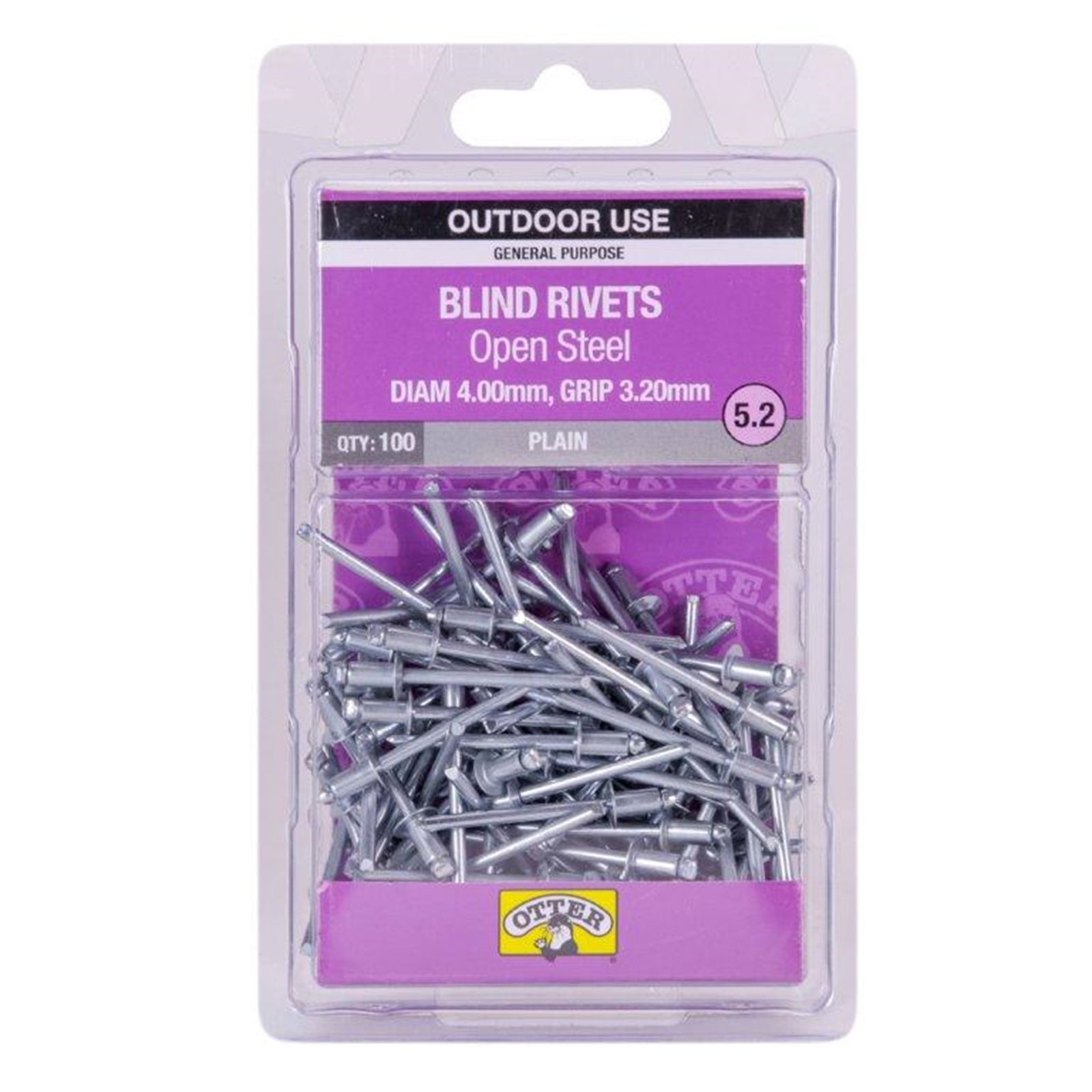 Otter 4.0 x 3.2mm Open Steel Blind Rivets - 100 Pack product image