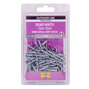 Otter 4.0 x 3.2mm Open Steel Blind Rivets - 100 Pack