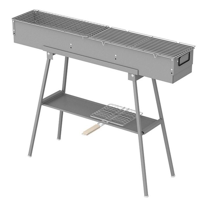 Portable Charcoal Grill Rectangular Folding Stainless Steel Bbq Grill L100xw18cm