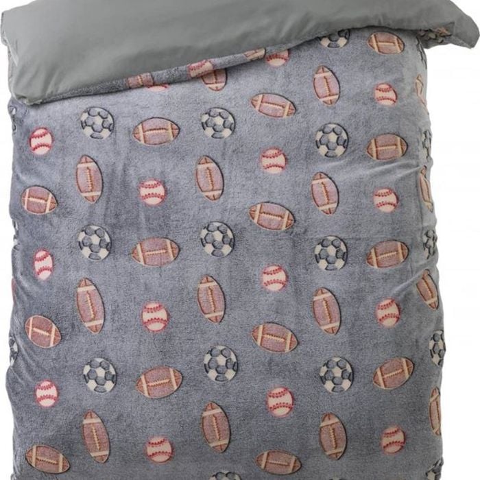 Sleeptime Sports Football Soccer Grey Glow in the Dark Quilt Cover Set - Single Bed Size