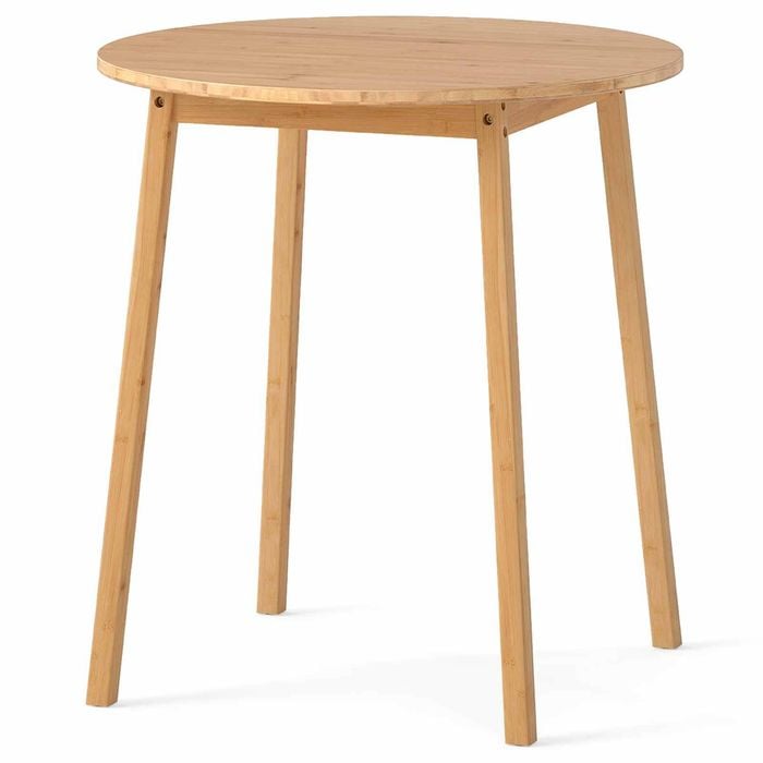 Costway Bamboo Dining Table For 2-4 Solid Wood Writing Desk Round