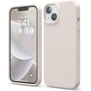 Silicone Phone Case For iPhone 14 Shockproof Microfiber Lining - Beige