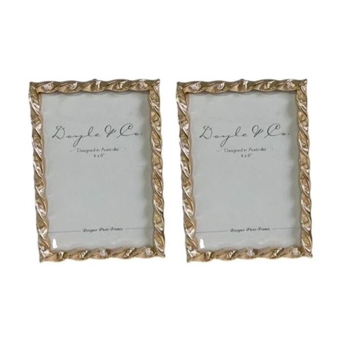 2PK SS Collective Gold Elegant Textured Twirl Rectangle Photo Frame 4x6