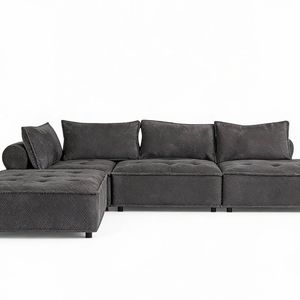 Hazel Velvet Sectional Sofa - Dark Grey