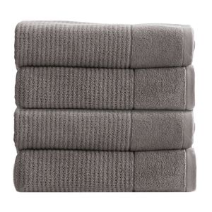 4PK Renee Taylor Cambridge 650GSM Textured 70x140cm Bath Towel Cotton Fossil