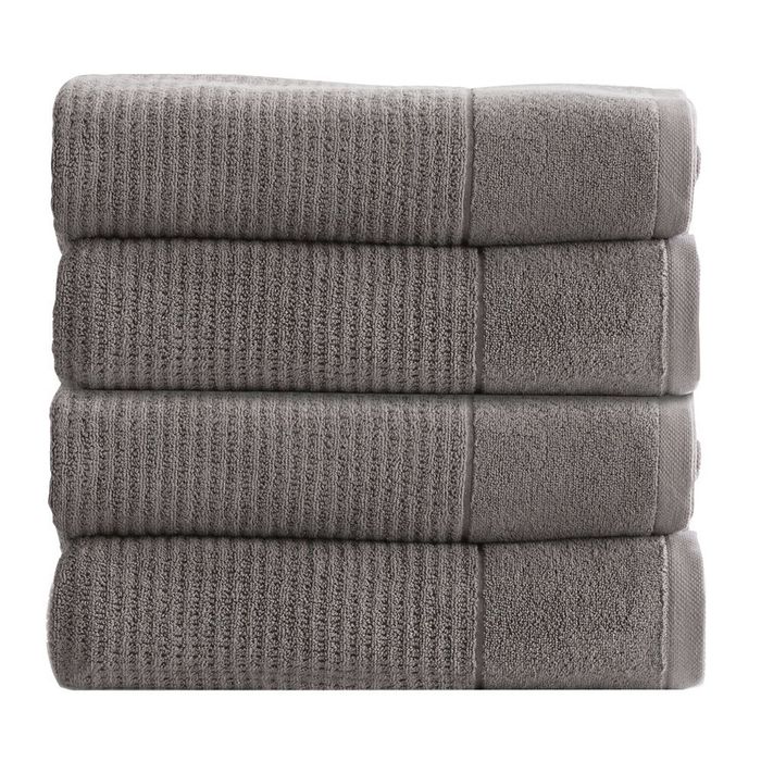 4PK Renee Taylor Cambridge 650GSM Textured 70x140cm Bath Towel Cotton Fossil