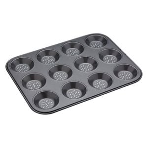 Mastercraft 32x24cm Crusty Bake Shallow 12-Cup Non-Stick Baking Pan Mould Black