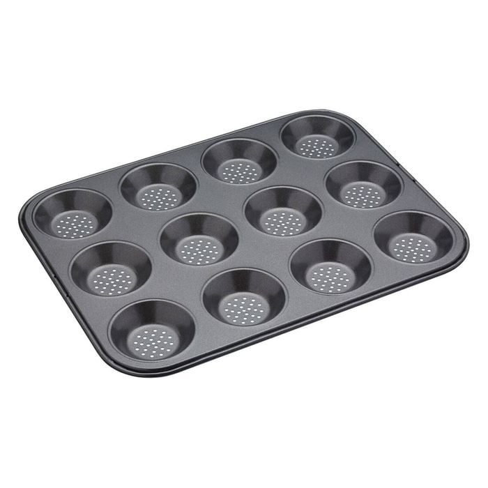 Mastercraft 32x24cm Crusty Bake Shallow 12-Cup Non-Stick Baking Pan Mould Black