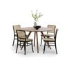 Milari 5 PCE Round 120cm Walnut Dining Set with Black Rattan Bentwood Chairs