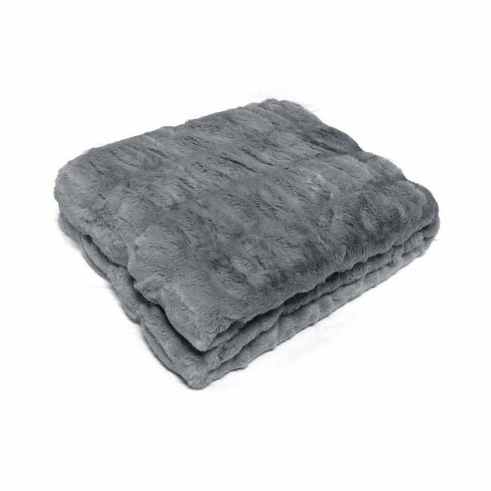 Julietta Soft Faux Fur Throw Rug 127 x 152 cm Grey