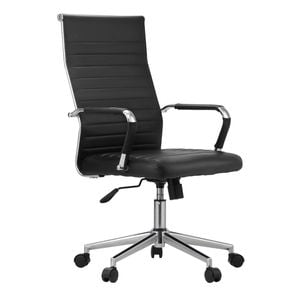 Oikiture Office Chair Swivel Desk Chair Leather Black