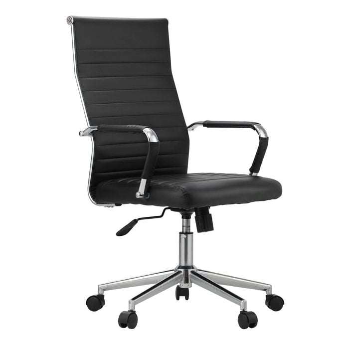 Oikiture Office Chair Swivel Desk Chair Leather Black