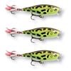 3x Rapala 7cm Skitter Pop Topwater Popper Fishing Lures - Lime Frog