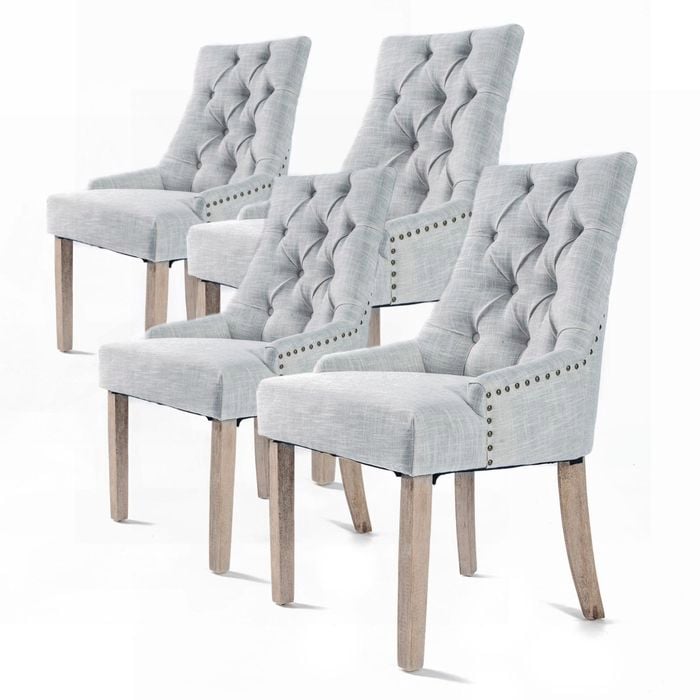 La Bella Set of 4 Grey Amour French Provincial Dining Chair