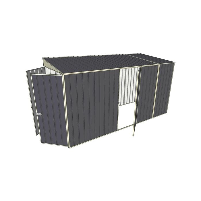 Build-a-Shed 1.5 x 3.7 x 2m Single Hinged Side Door Skillion Shed - Grey