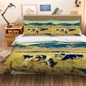 3D Cow Eating Grass 005 Bedding Set Pillowcases Quilt Duvet Cover Set Queen King