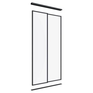 Lugna 2400 x 1200mm Black Optiglass Panels Wardrobe Double Sliding Doors