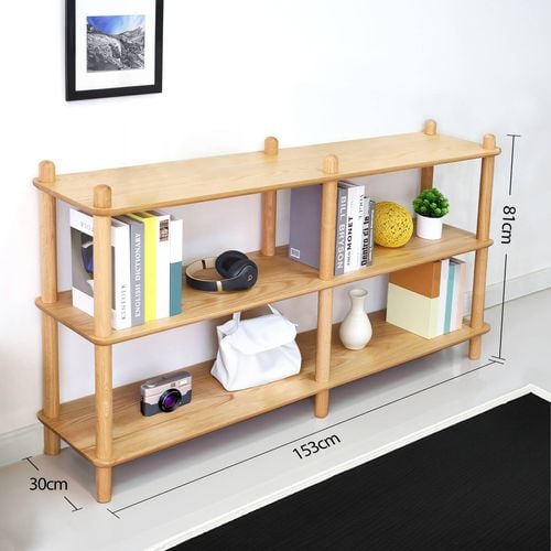 MIUZ 2 Tier Double Solid Oak Wood Tall Display Shelf Storage Rack Stand Bunnings Australia