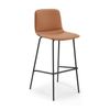 Sabia Serenity Pre-Assembled High Stool Tan Upholstered Seat Black Steel Frame