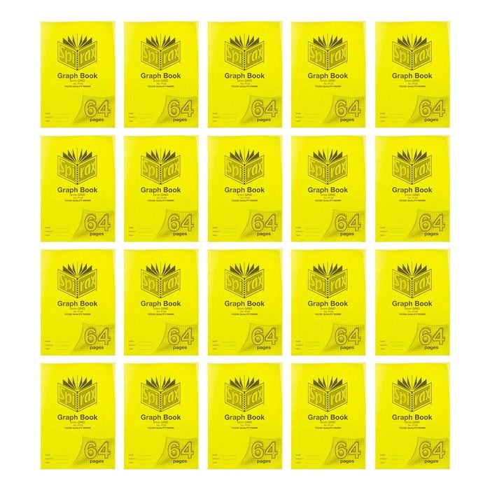 20x Spirax P133 Pp Cover Grid Book A4 5mm 64 Pages School Paper Notebook Yellow