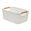 Stakt 6L White Mesh Storage Basket with Bamboo Handles
