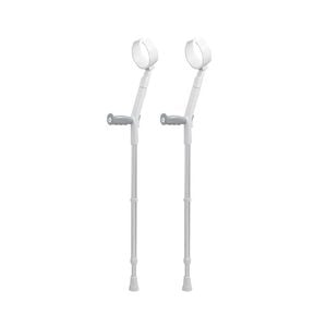 Forearm Crutches With Safety Cuff & Hinge - Adjustable Mobility Aid - Grey