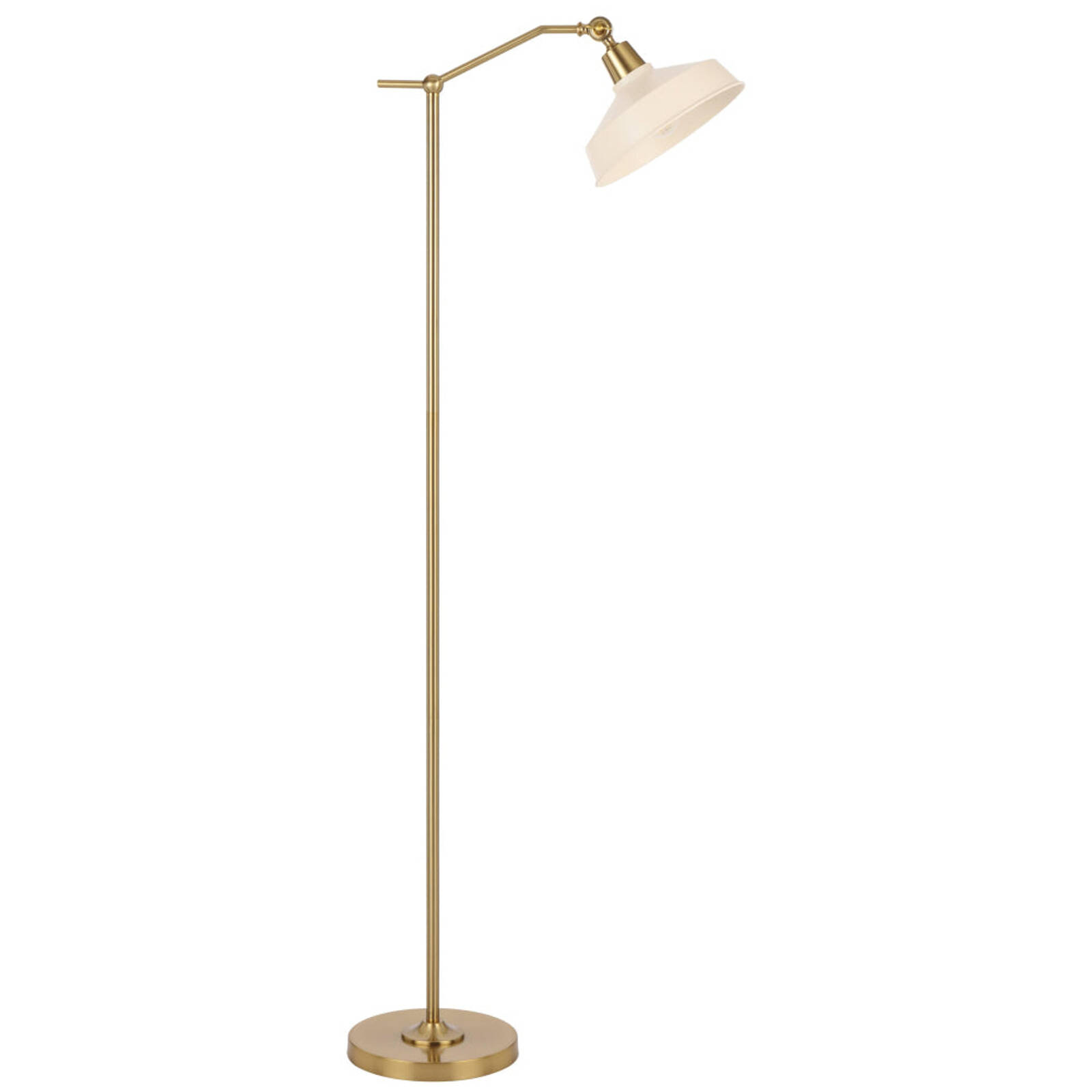 Telbix Livia Modern Standing Floor Lamp Light Foot Switch Travertine Fabric Metal Beige Antique Gold Cream Gloss thumbnail 2